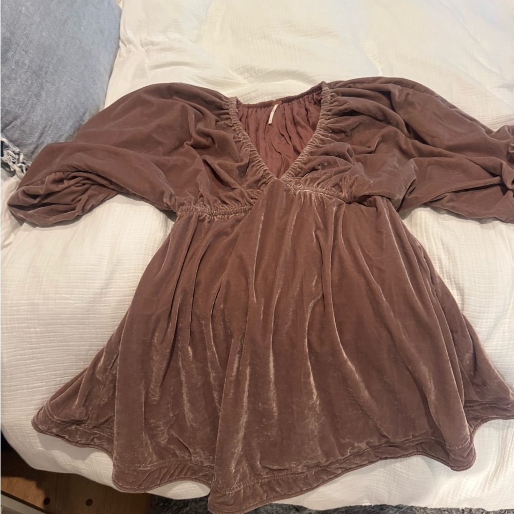 Free People Brown Velvet Blouse